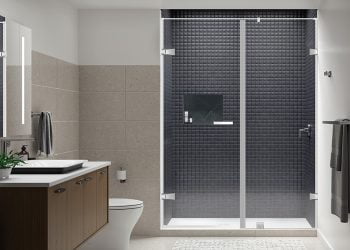Enjoy a secure bathing experience with an enclosed shower